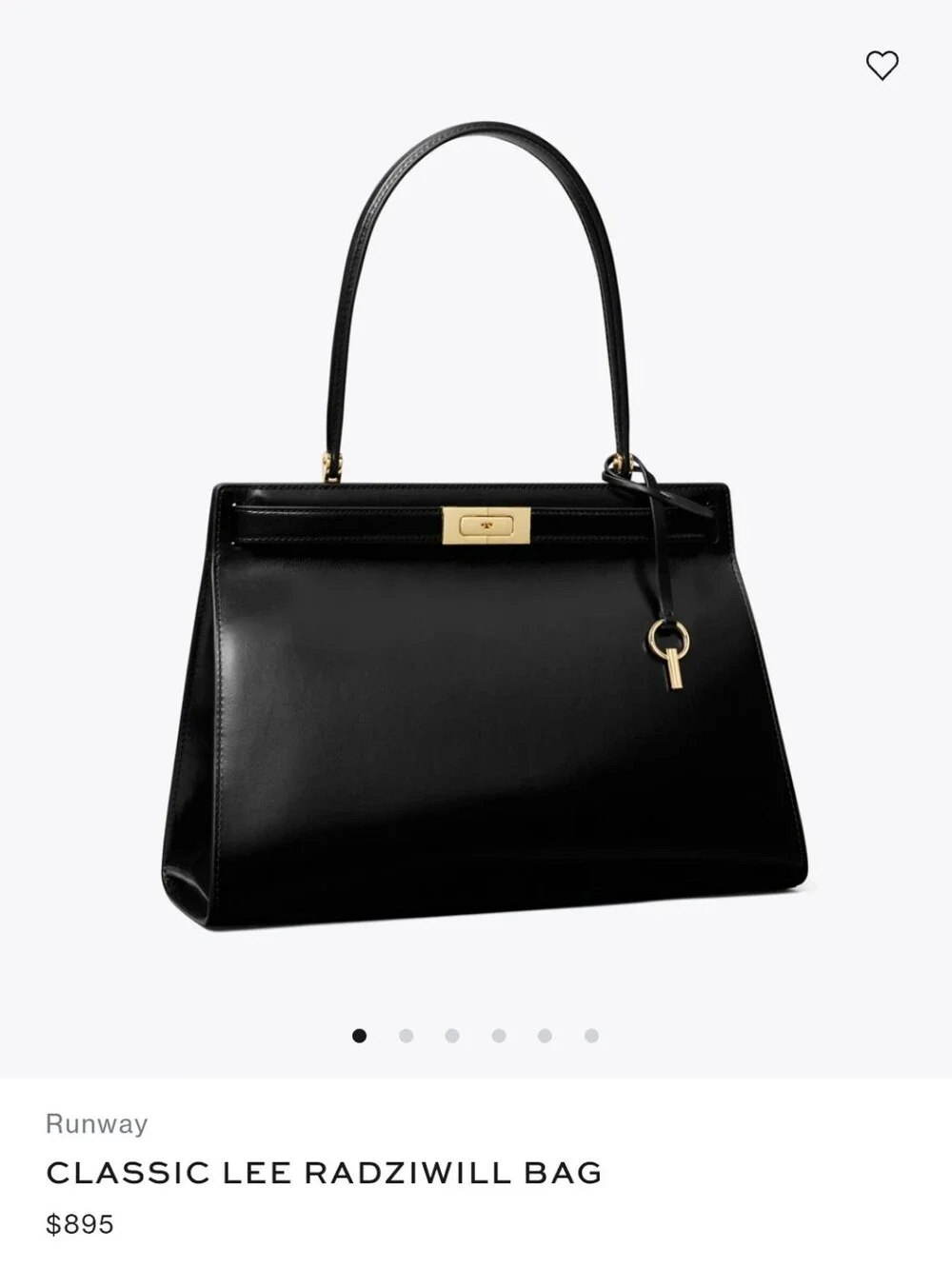 Tory Burch Large Lee Radziwill Leather Handbag Black